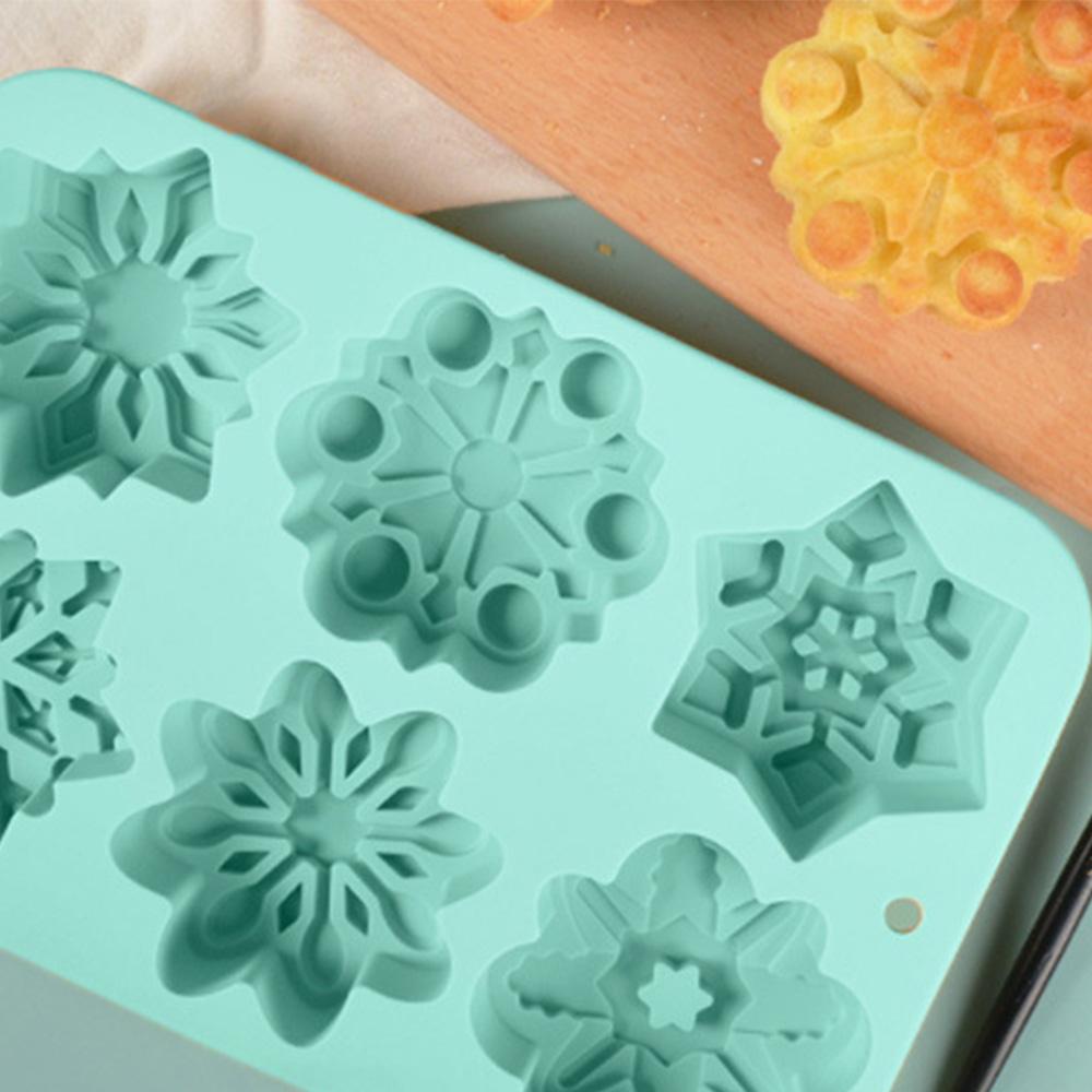 6 Cavity Christmas Snowflake Silicone Cake Mold DIY Candle Soap Mold Aromatherapy Plaster Candle Decorating Mould Resin Molds