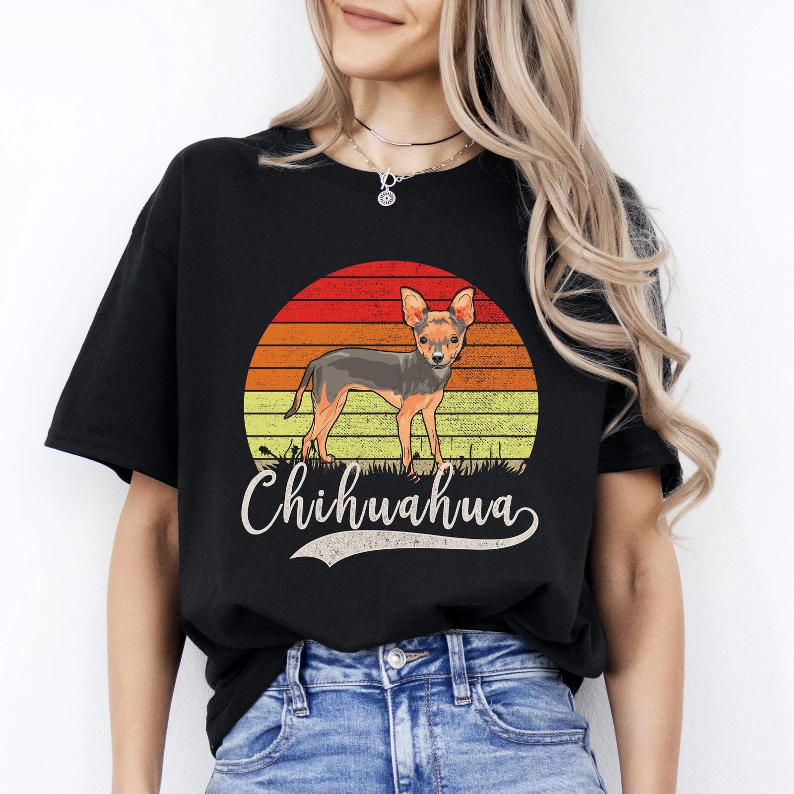 Chihuahua T-Shirt gift Retro Chihuahua mama Dog owner Unisex Tee Black Navy Dark L