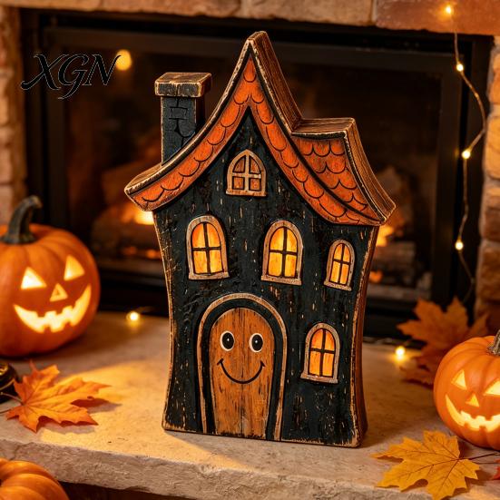 Rustic Ghost Wood Decoration Halloween Haunted House/Cute Wooden Table Ornaments, Farmhouse Tiered Tray Holiday Home Centerpieces Decor, Vintage