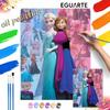 Disney Oil Painting DIY Digital Painting Elsa and Anna Princess HandPainted Wall Art for Living Room and Entryway Decoration.