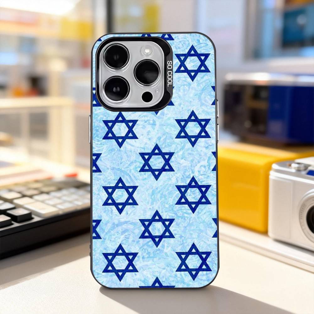 I-Israel Flag Emblem MAP For iPhone 17,16,15,14,13,12,11,Pro,Max,Plus,E,Air,Mini Anti Fall Black Matte Hard Bumper Phone Case