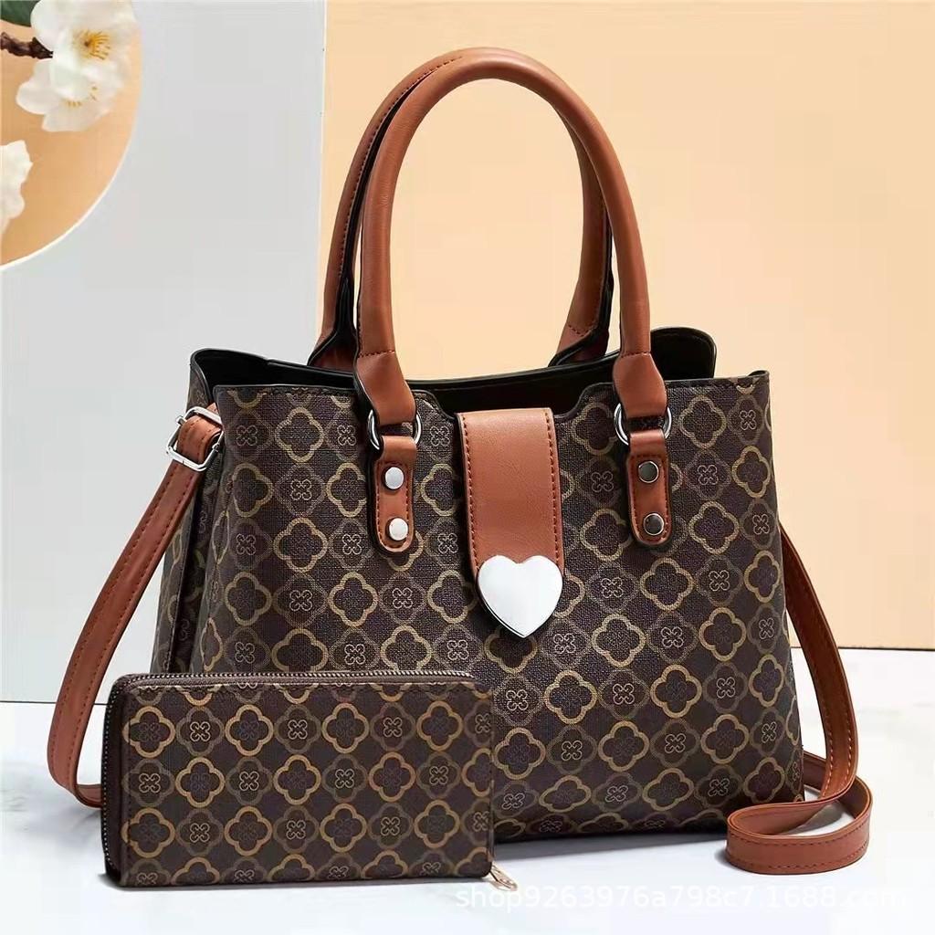 Stylish Vintage Pu Tote Bag Set With Large Capacity In Burgundy Khaki And Black Colors