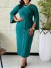 D609 Women's 2025 Autumn Elegant Round Neck Dress with 3D Flower Decoration