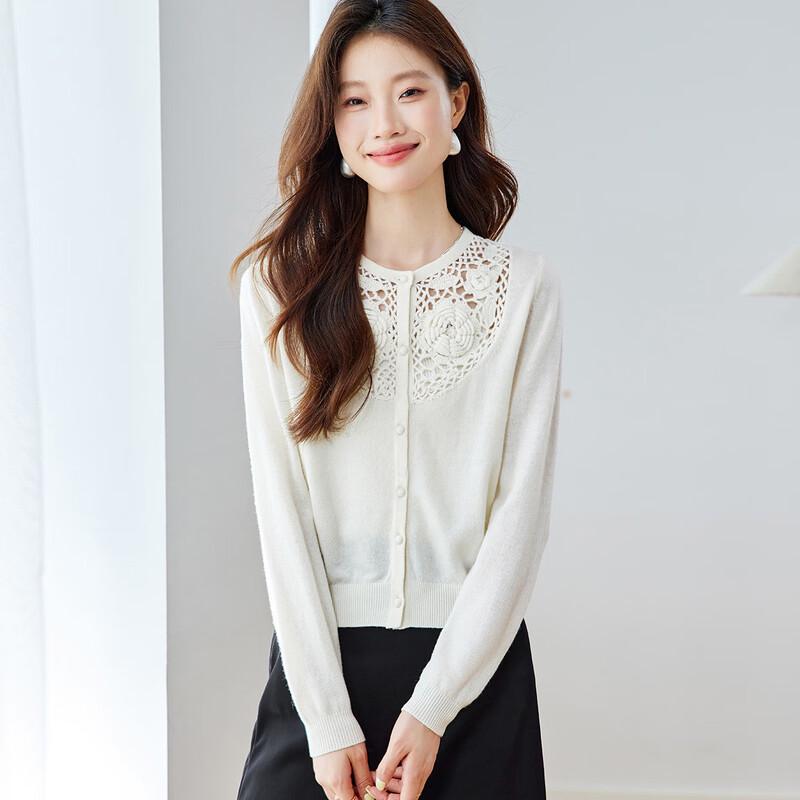 

Женский короткий вязаный кардиган из 100% мериносовой шерсти M