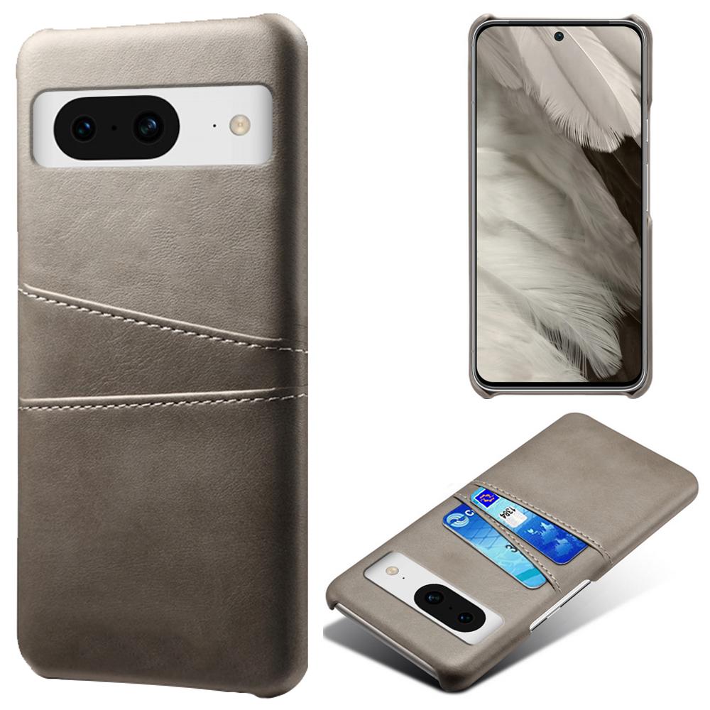 For Google Pixel 8 Case Leather Coated PC Ultra-Thin Shell with 2 Card Holders
