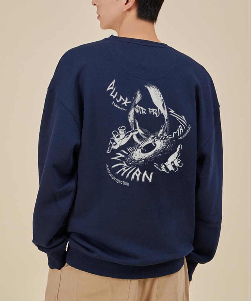 ASTRAL PROJECTION Ancient Monk Loose Fit Sweatshirt_Navy