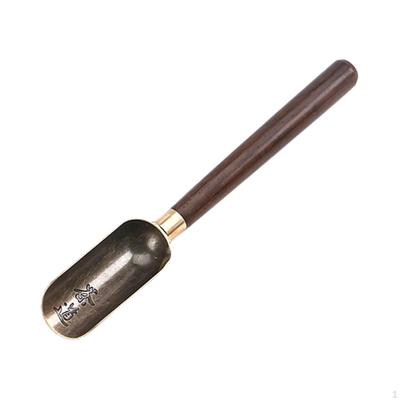 Chinese Kung Fu Tea Spoon Loose Leaf Measuring Copper Wood Handle Decor Accessories