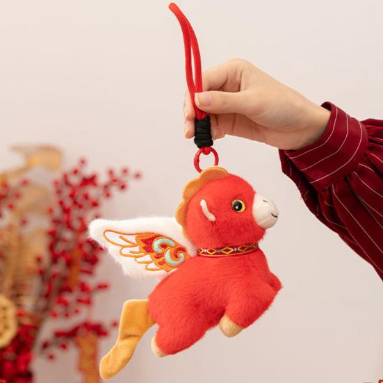 Horse Plush Doll Keychain Year of The Horse Zodiac Ornament Hanging Plushie for Car Bag Chinese New Year Gift Auspicious Symbol Blessings