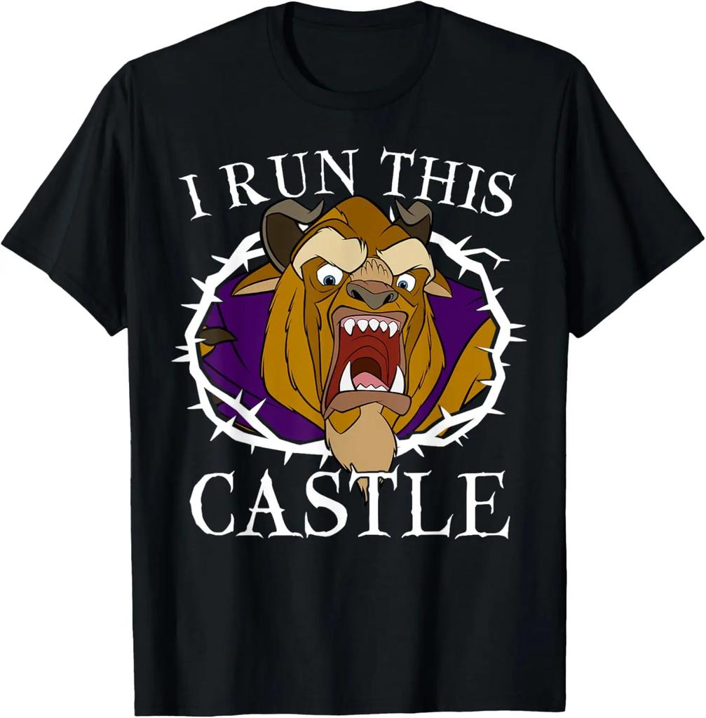 Hitte Mode Casual Disney Belle en het Beest Ik Run Dit Kasteel Doorn Portret T-shirt S-4XL Vier Seizoenen