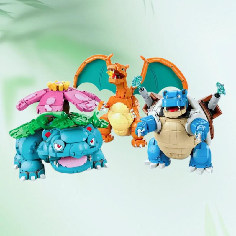 6838PCS 72153 Building Blocks Set Venusaur Charizard Blastoise 3 Figures Creative DIY Assembly Bricks Home Decor Model Toy Gift