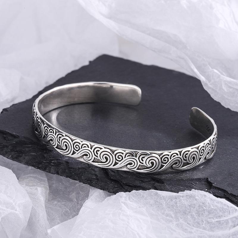 New Arrival Retro Wave Bracelets 925 Silver Jewelry Fashion Spray Personality Sweet Cloud Opening Bangles TYB116
