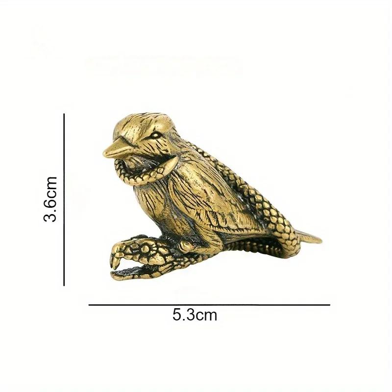 Copper Bird Was Entangled By A Snake Small Ornament Antique Brass Animal Miniatures Figurine Home Decor Desktop Decoration