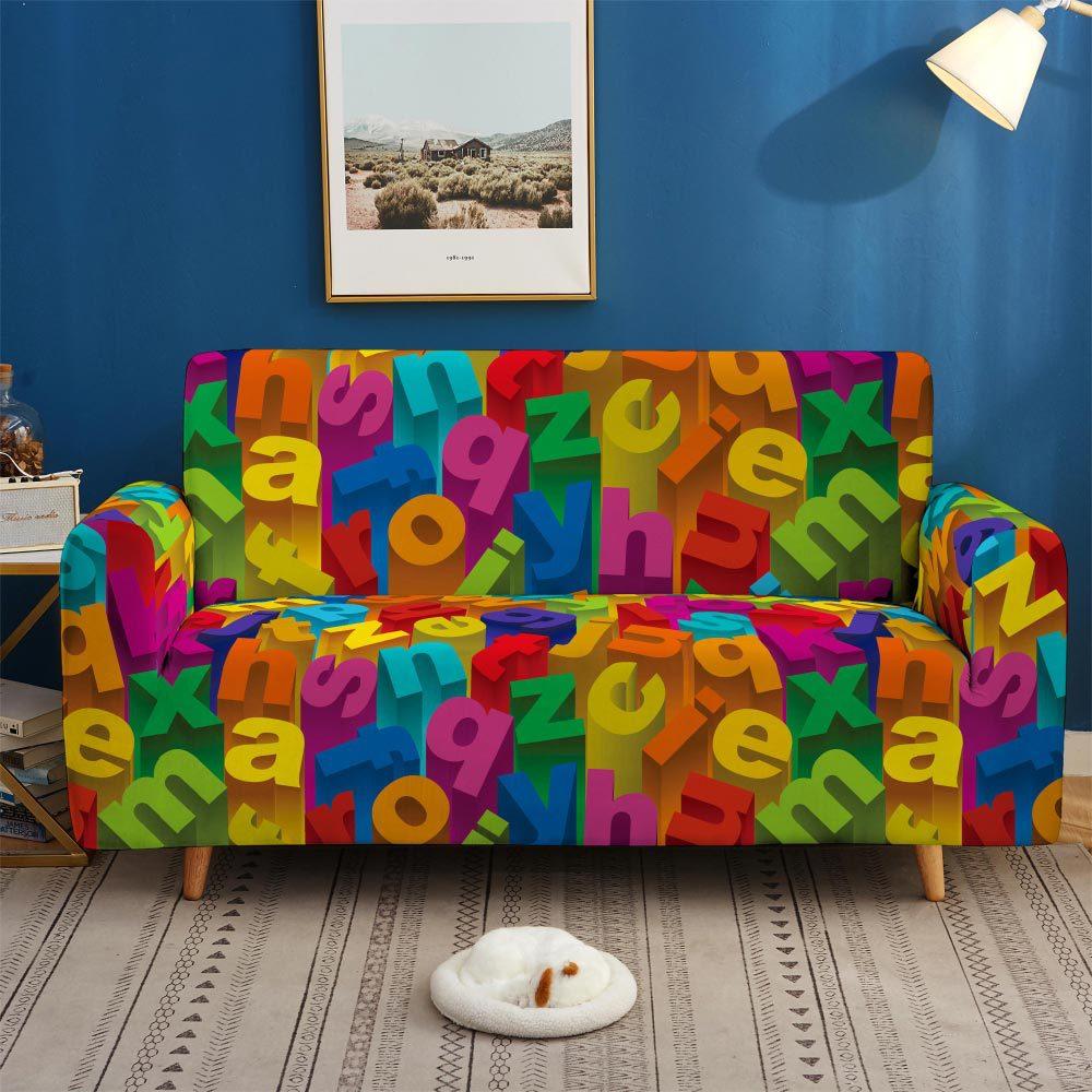 

Colorful Pattern Design Dustproof and Non-Slip Elastic Sofa Cover Pad All-Inclusive Supply 3D Digital Magic Cover 90 * 140cm one seat