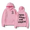 Funny Need Money Letter Printed Hooded Sweatshirt Fashion