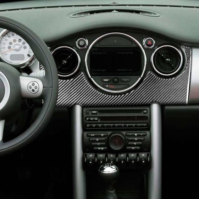 For Mini Cooper Hatch One R50 R53 2002-2004 Carbon Fiber Dashboard Central Control Panel Cover Car Interior Accessories Sticker