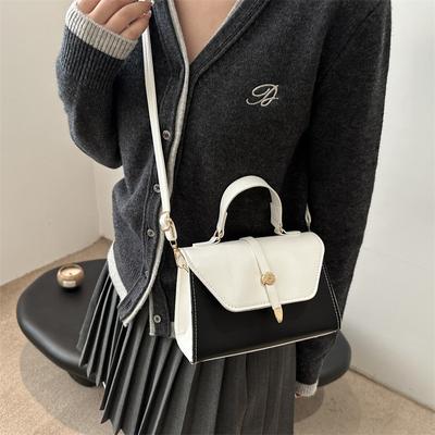 Handtasche Damen schlichter Gürtel neue Textur kleine quadratische Tasche Kontrastfarben Spleißdesign modische Umhängetasche
