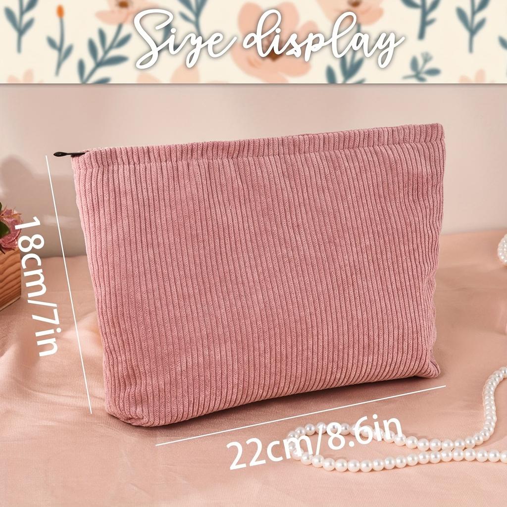 Personalized Embroidered Corduroy Makeup Bag Letter Toiletry Cosmetic Pouch Bridesmaid Proposal Gift Custom Makeup Bag for Women