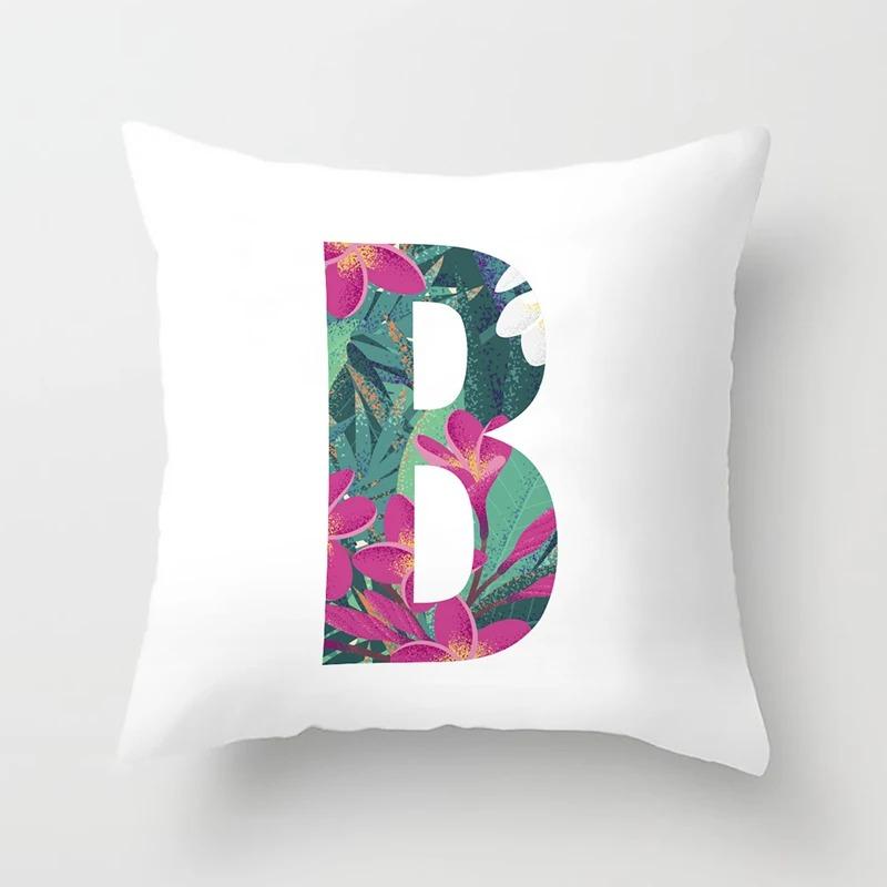 Luxury Home Pillowcase Square Office Decoration Cushion Cover Simple Floral English Letter Pattern Decoration