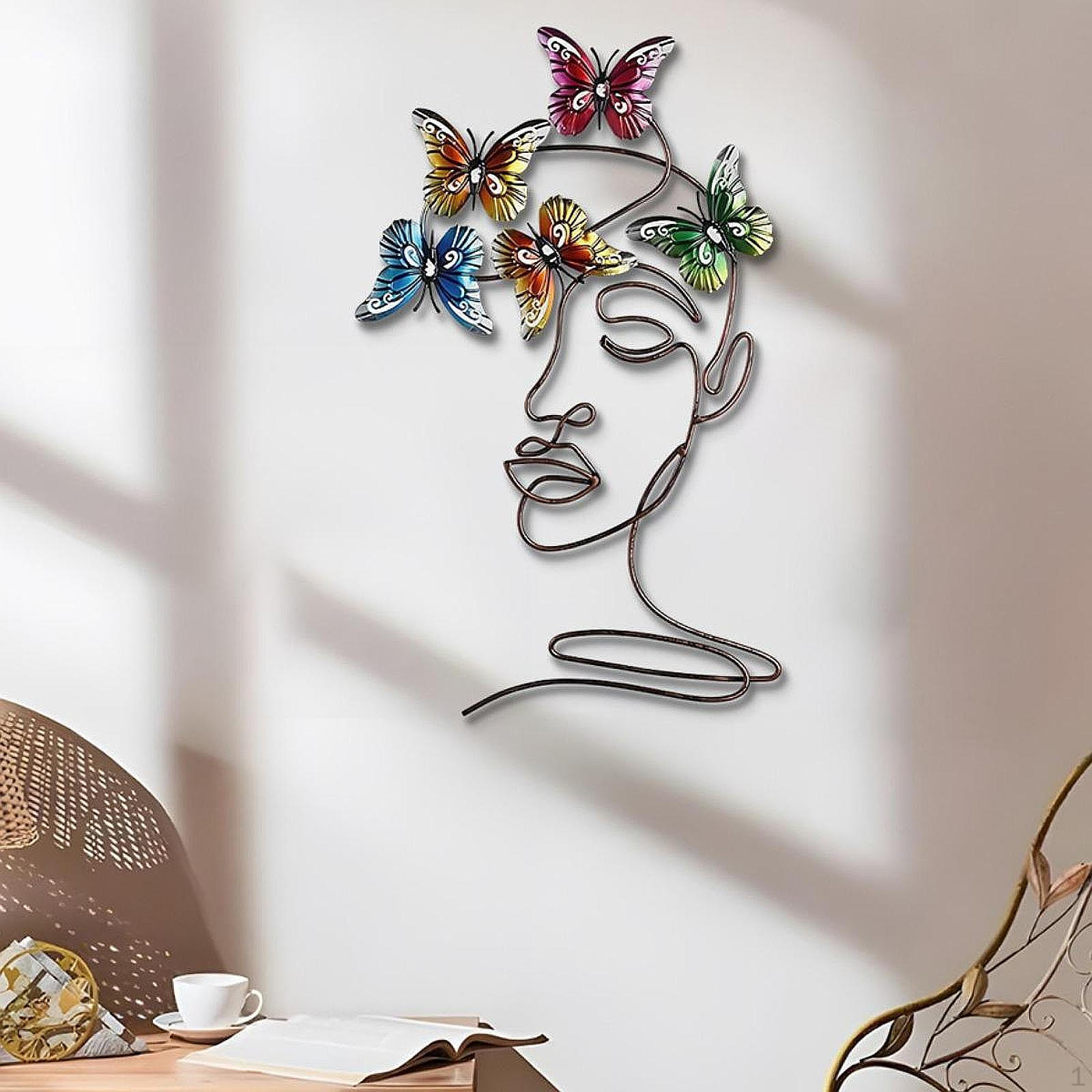 

Metal Wall Art Hanging Ornament Home Decor Collection Artwork Gift Abstract Line Person Butterflies
