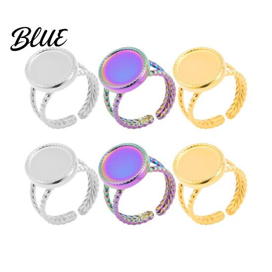 Round Metal Ring Base Stainless Steel Adjustable Blank Cabochon DIY