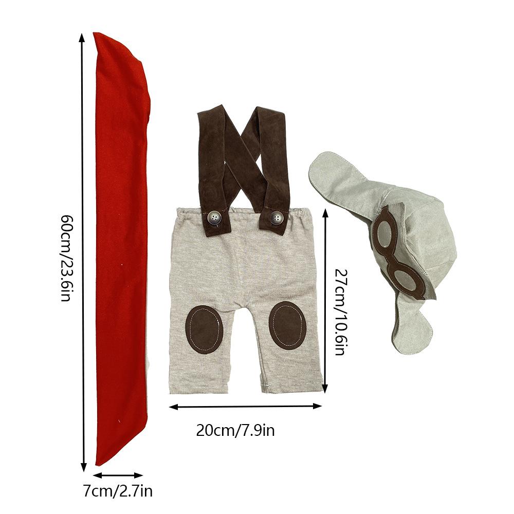 

Комплект костюма для фотосъемки Новорожденных Реквизит для фотосъемки Новорожденных Фетровые заплатки для новорожденного Комбинезон пилота Красный галстук-шарф Костюм для студийной фотосъемки