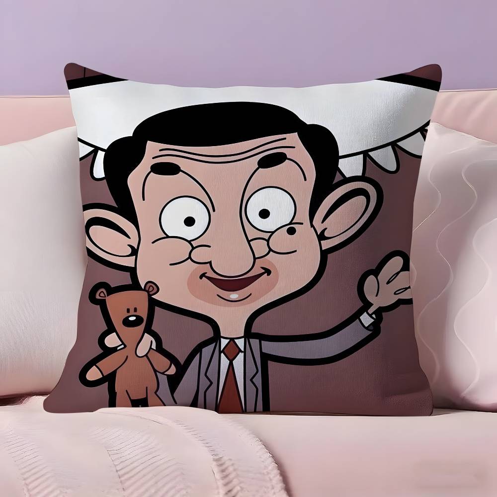 

M-Mr BeanS Cartoon Pillow Case Pillowcase Ultra Soft Skin Friendly Fabric Cloud Like Comfort & Concealed Zipper 16x16Inch