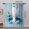 2pcs   Print Curtains 2D print light blue lotus Polyester (without rod) All Seasons for Bedroom   Living Room