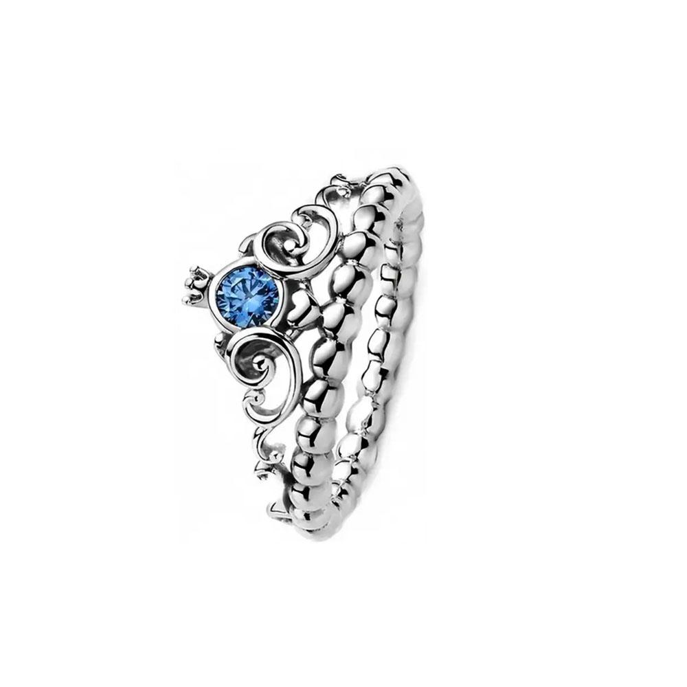Blauer 925er Sterlingsilberring Ringe für Damen Modeschmuck Accessoires Mond Schneeflocke Herz Geschenke Hochzeit 2025