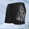 Mens Flame Print Loose Fit Boxer Style Swimming Trunks Quick Dry Nylon Swimwear Pool Beach Surfing