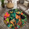Bright Tropical Folk Art Flannel-printed Round Floor Mats Are Slip-resistant Suitable Living Room Bedroom Terrace Garden Carpets