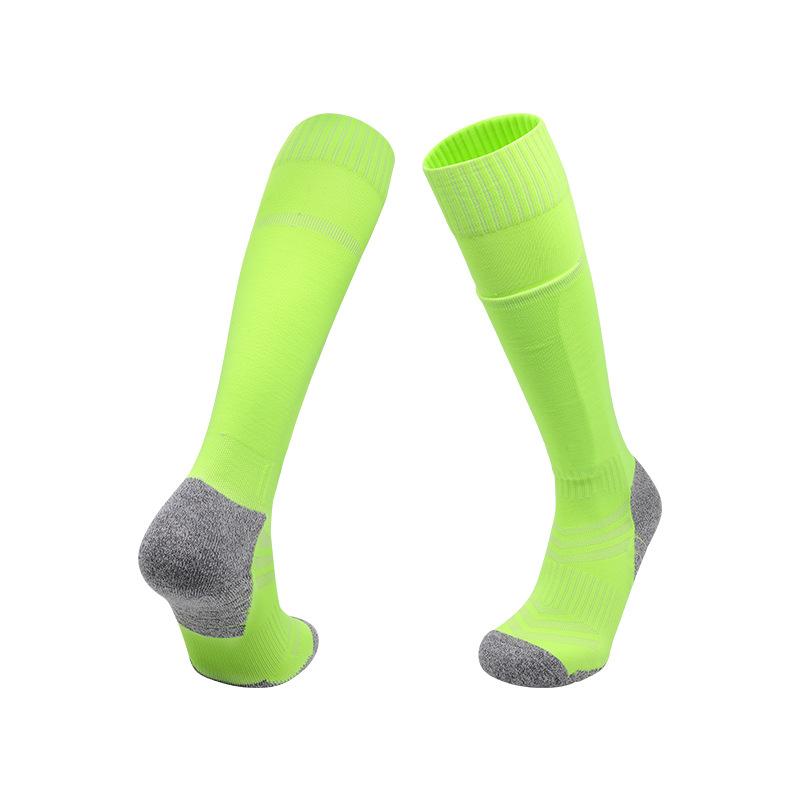 

Soccer Socks With Pockets Solid Color Sports Long Tube Leg Guard Board Integrated Socks Professional Training Anti-Skid Socks S code (29-33) неоновый жёлтый