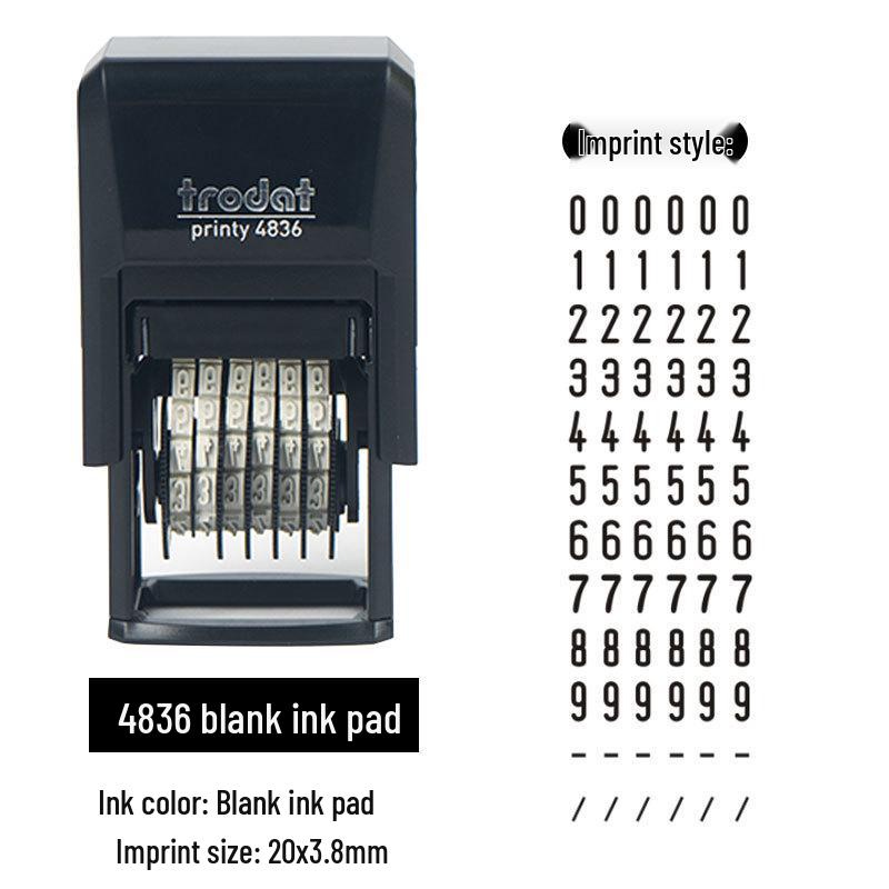 Zhuoda 4836 Adjustable 6-Digit Automatic Inking Number Stamp with 3.8mm Character Height