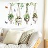 Creative Hanging Succulent Pot Wall Sticker Self-Adhesive for Bedroom Living Room Home Decoration