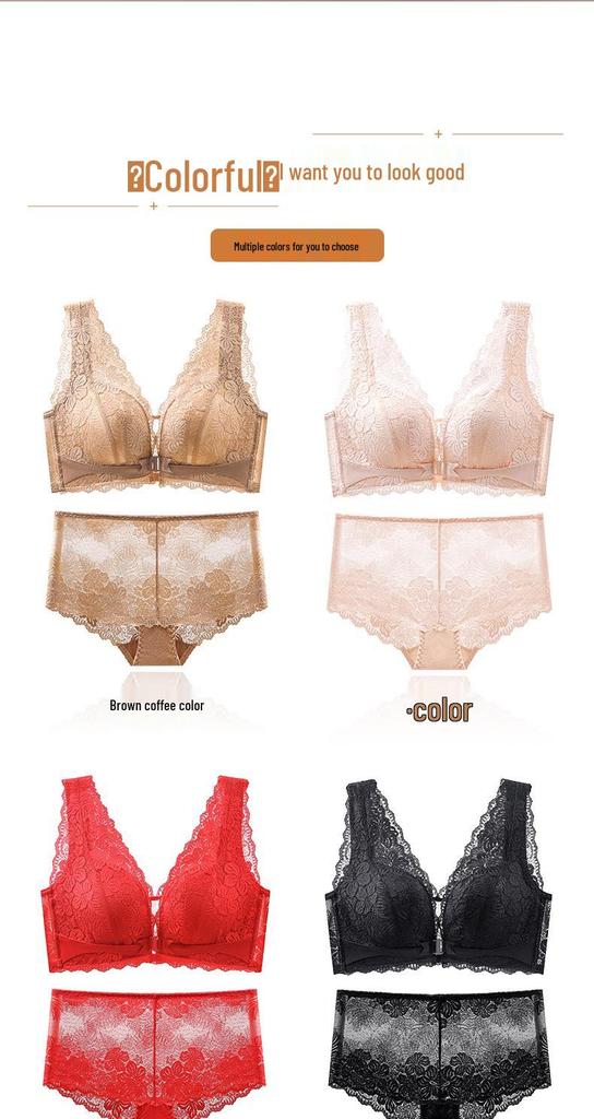 Red Year of the Rabbit Push-up Bra Set: Small Bust, Anti-Sag, Side Support, Bridal
