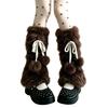 Plush Leg Warmers for Fall and Winter Layering, with Flared Lower Openings, and Bowknot Accent, Thick Faux Furs Boot Covers Long Socks for Women