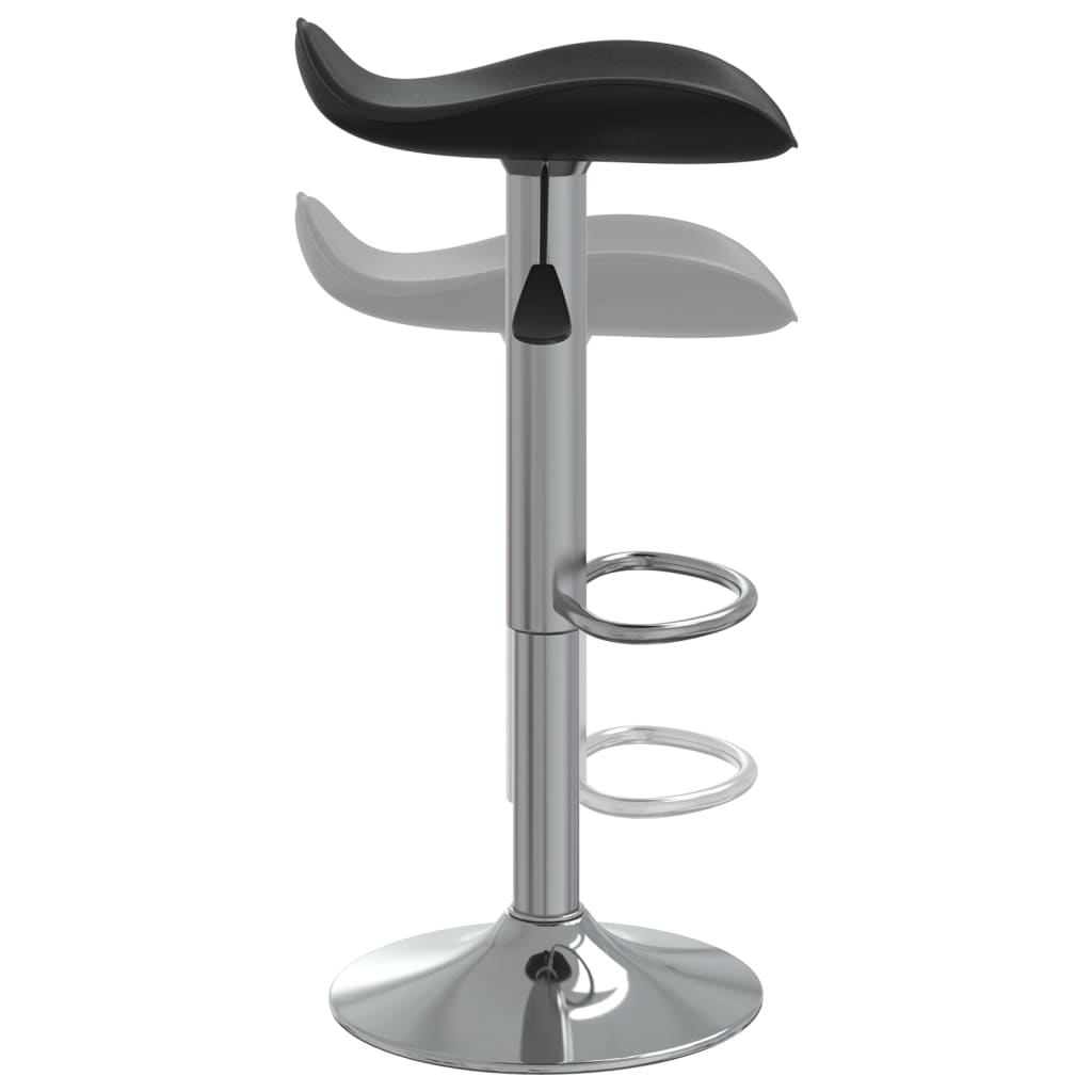 Black Bar Stool Chrome Plated Steel and Faux Leather