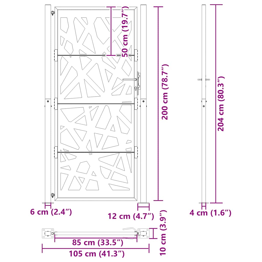 Garden Gate 100x200 Cm Corten Steel Light Design