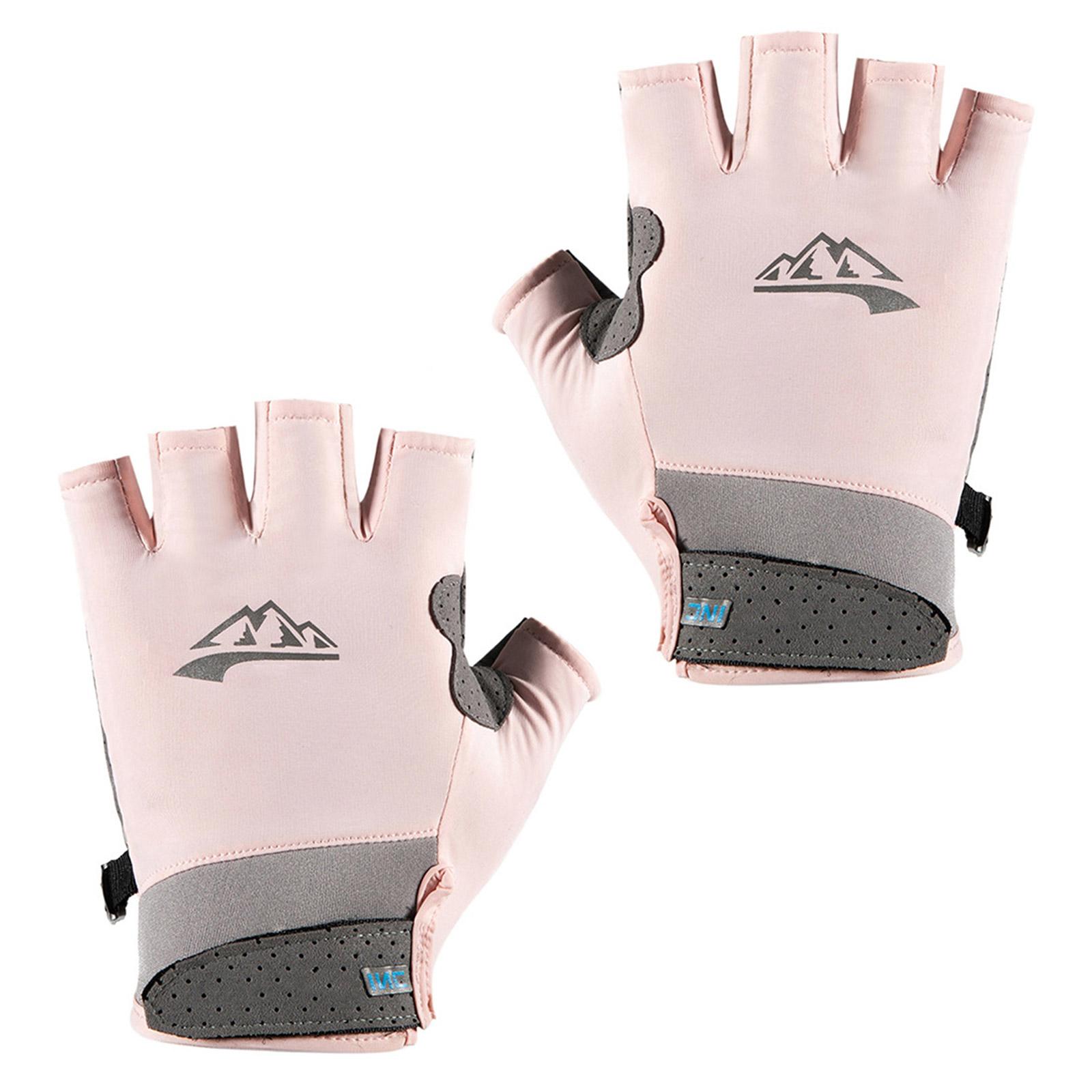 

Quick Drying Breathable Sports Glove Nonslip Half Finger Fishings Glove Sun Protections Fingerless Cycling Glove M розовый