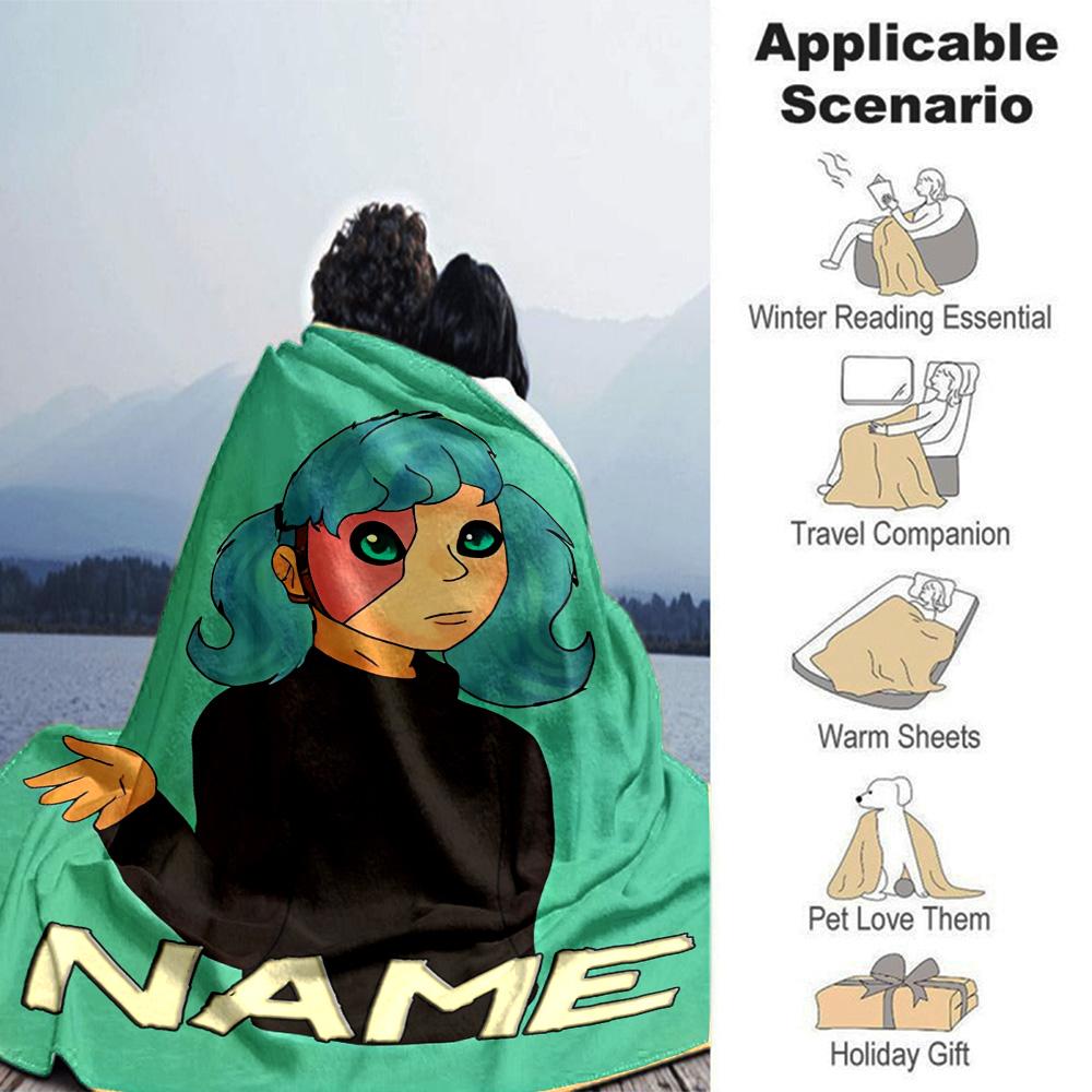Customiz Name Personality Sally Face Blanket Soft &Warm Sofa Office Bed Travel Lunch Break Blanket, Gift Suitable All Seasons