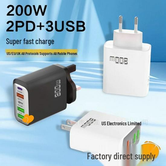 Digital Display Type-C and USB Charger with Screen - Smart EU/US Charging Head