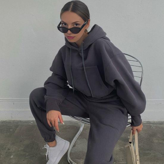 Women's 2 Piece Outfits Long Sleeve Pullover Crop Hoodies And Jogger Pants Sweatsuit Set Fall Casual Tracksuit Set