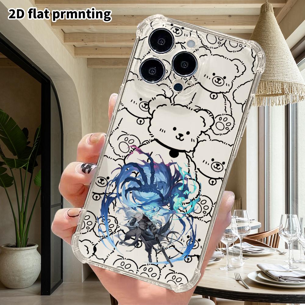 Phone Case: 2D flat suitable for iPhone 18 17 16 15 14 13 Pro transparent corner protection case, male character, Christmas and Halloween gifts