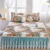 Flower Decorative Princess Lace Bed Skirt 100% Cotton-padded Thicken Bed Skirt Home Non-slip Mattress Cover Protector Bed Cover