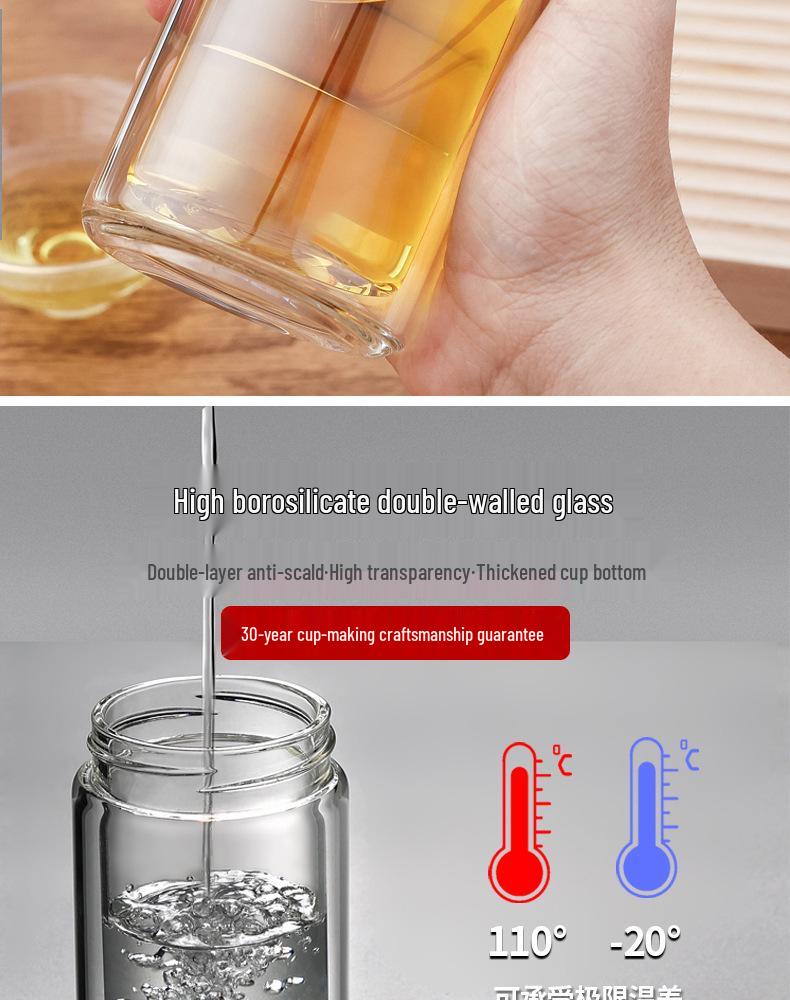 Mini Teacup with Double Layer Insulation and Tea-Water Separation – Portable Travel Glass
