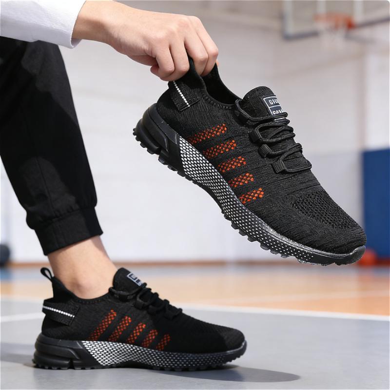 Men's Knit Weave Sports Shoes Breathable Mesh Sneakers Fashion Casual Running Shoes Lightweight Non-Slip Outdoor Walking Shoes