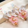 1 Pair Ancient Flowers Hair Pins Pink Resin Flower Hair Clips Crystal like Blossom Hairpins for Women Girls Hair Accessories