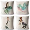 Luxurious Anime Cartoon Mermaid Pillow Cover For A Chic Sofa Living Square Pillow Case