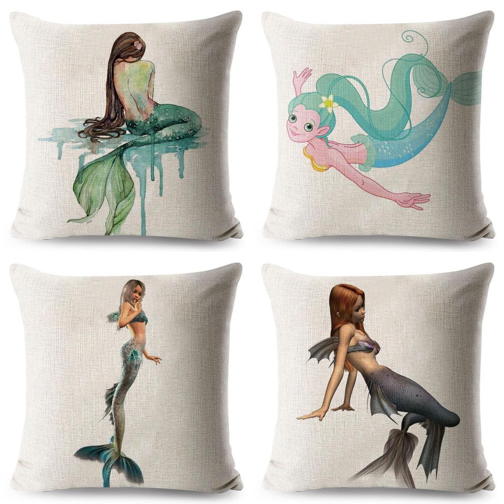Luxurious Anime Cartoon Mermaid Pillow Cover For A Chic Sofa Living Square Pillow Case