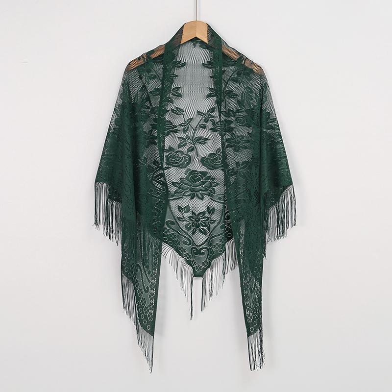 Women Fashion Triangle Wrap Lady Shawl Flower Lace Scarf Female Baby Tassel Shawls Scarves Spring Summer Photo Props Accessories