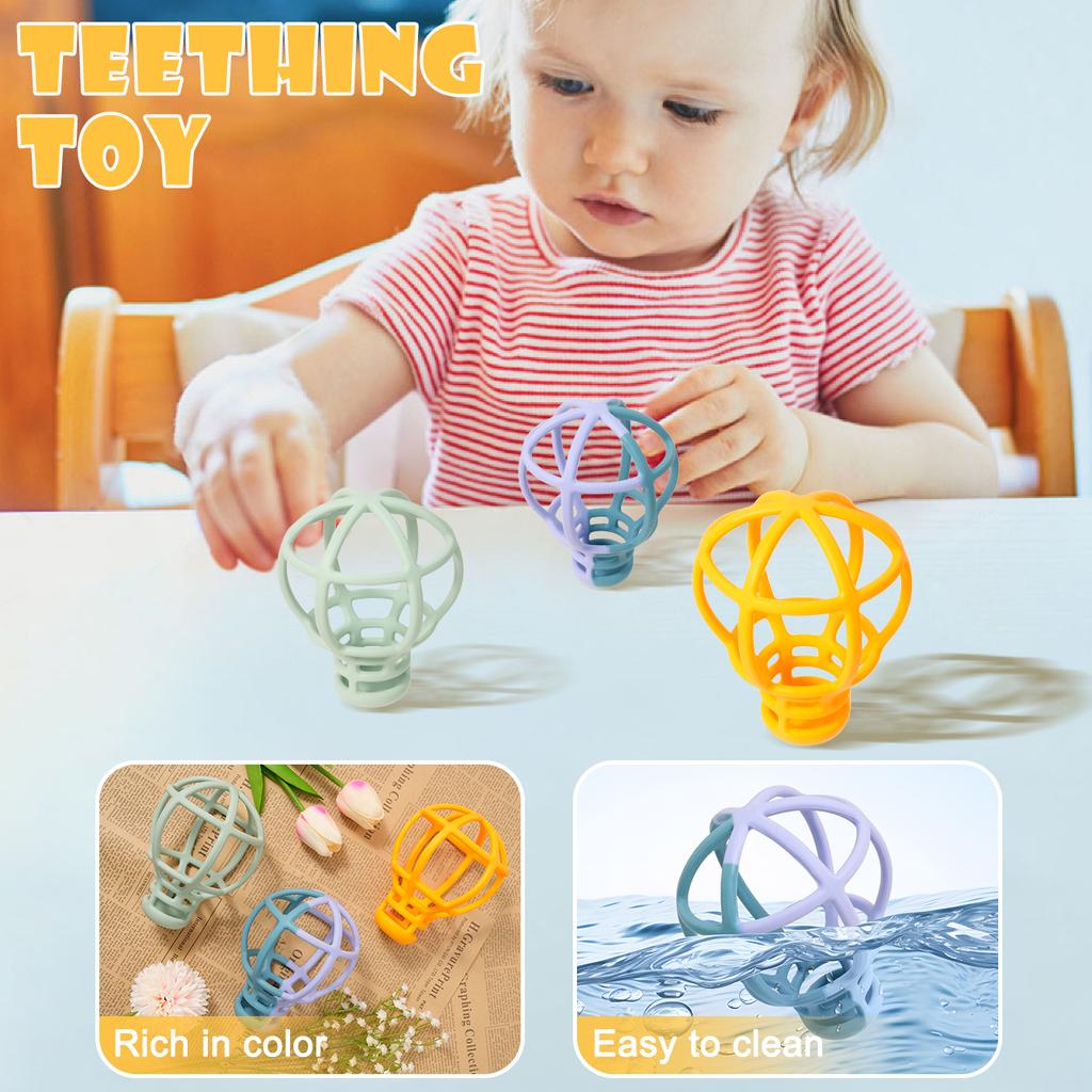 Color Kids 1PCS Baby Silicone Teething Ball Toy Cartoon Shape BPA Free Chewable Molar Teether Soft Sensory Toy for Infants